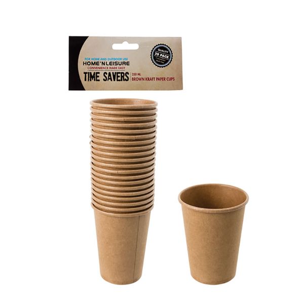 Bulk Pack x 6 Kraft Party Cups 20pc Per Pack Brown 250ml