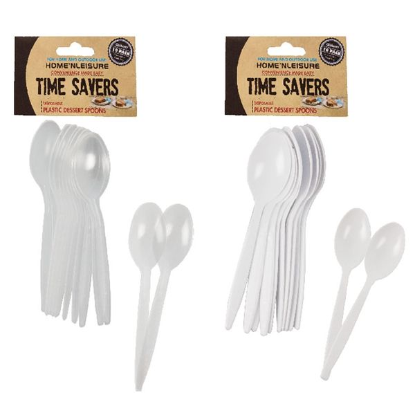 Bulk Pack 10 X Plastic Dessert Spoon 10 Spoons Per Pack