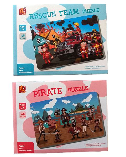48 Piece Puzzle combo: 2 Puzzles (Pirate, Rescue)