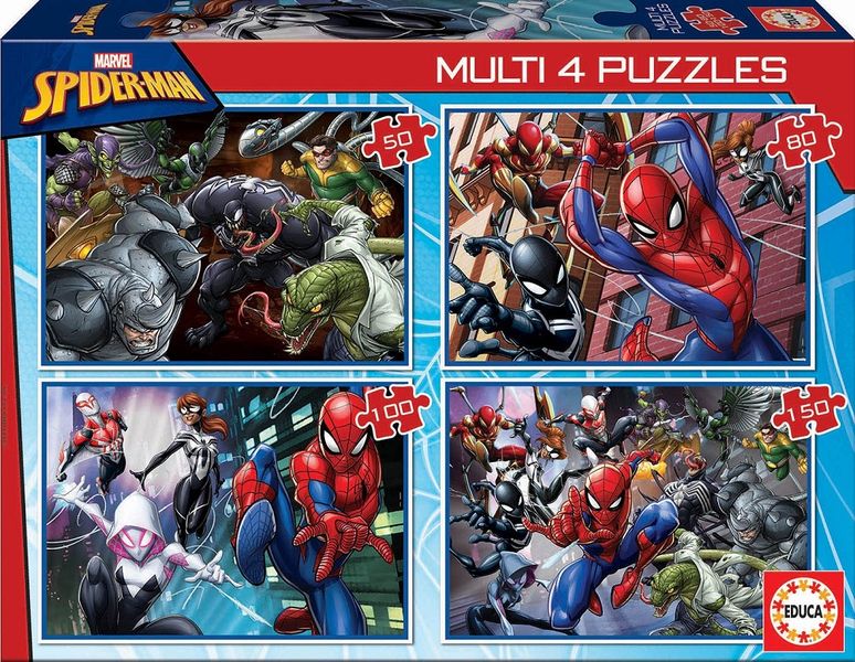 Educa Multi 4 Puzzles - Spider-Man - 50,80,100,150 Piece