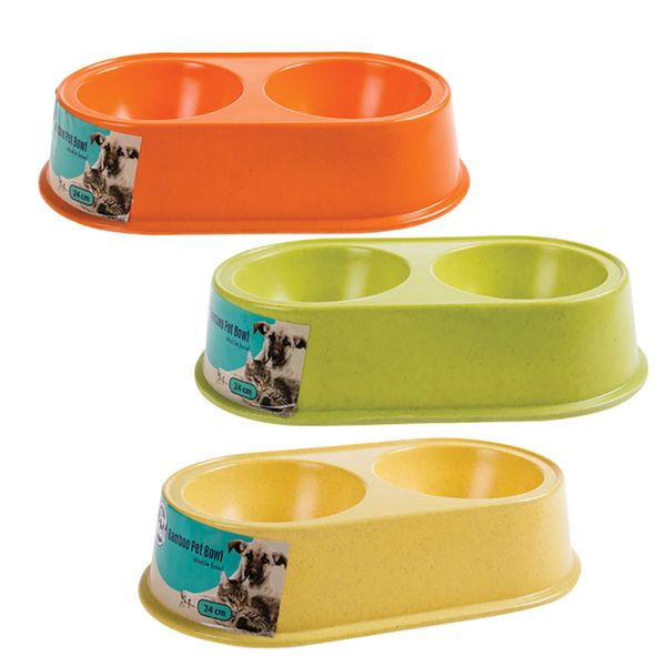 Bulk Pack x 3 Pet Dog/Cat Bowl Made from Bamboo Double 24cm