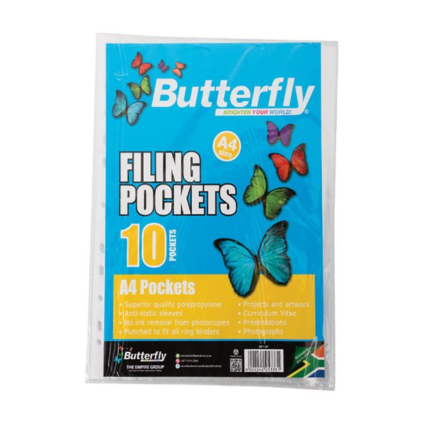 Bulk Pack 15 x File Display-Pockets Plastic A4 10 x Pockets
