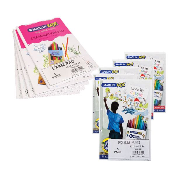 Bulk Pack 10 x Marlin A4 Exam Pad 80-Sheets Punched