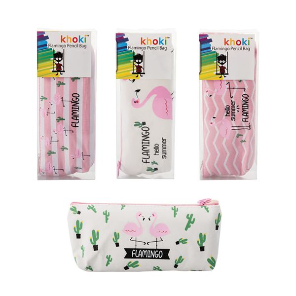 Bulk Pack x 4 Pencil Case Flamingo 20x4x9cm
