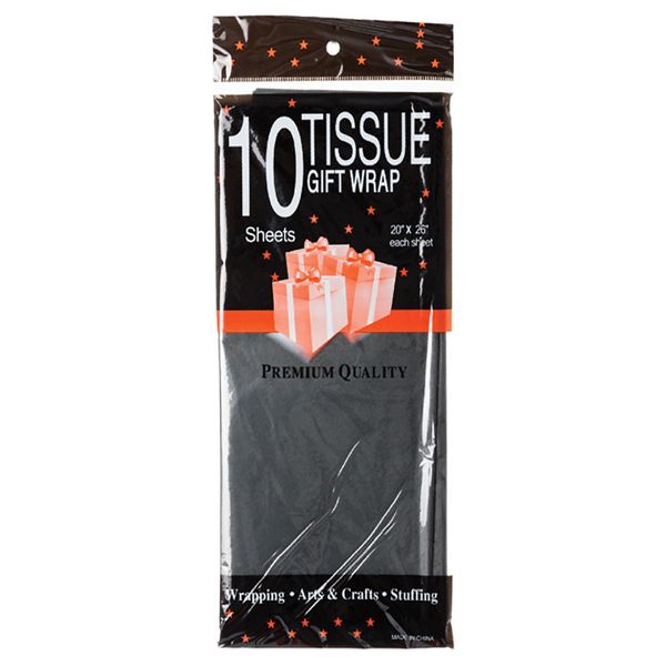 Bulk Pack x 12 Paper Tissue 50x66cm 10pcs Per Pack Black