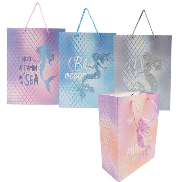 Bulk Pack x 8 Gift-Bag Paper Large Mermaid 26x32cm