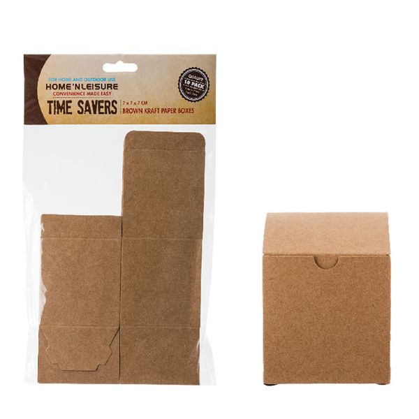 Bulk Pack x 6 Kraft Party Boxes 10pcs Per Pack Brown 7cm Square