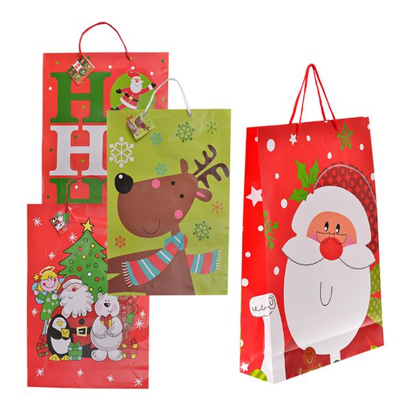 Bulk Pack x 8 Xmas Stationery Gift Bag Jumbo 31x42cm