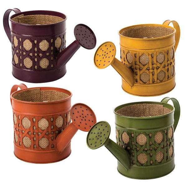 Bulk Pack x 4 Planter Galvanized Metal Deco Watering Can - 13x12cm