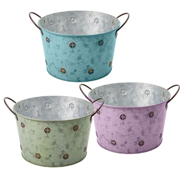 Bulk Pack x 3 Planter Galvanised Bucket - 20x11cm
