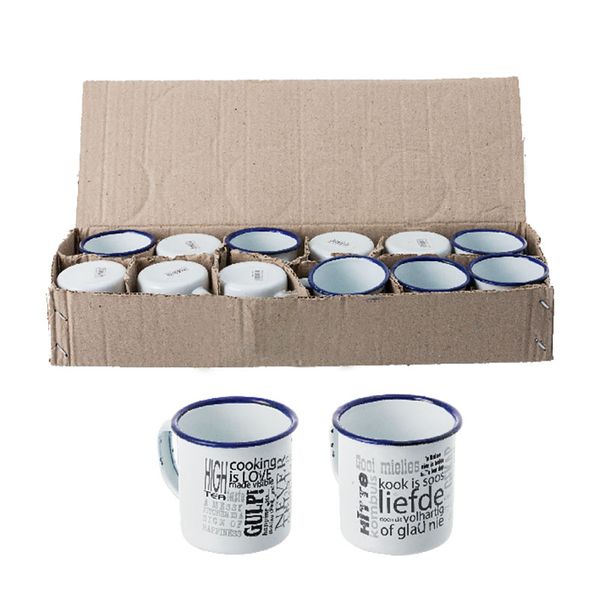Bulk Pack x 12 Mug Enamel - 6cm Decorated