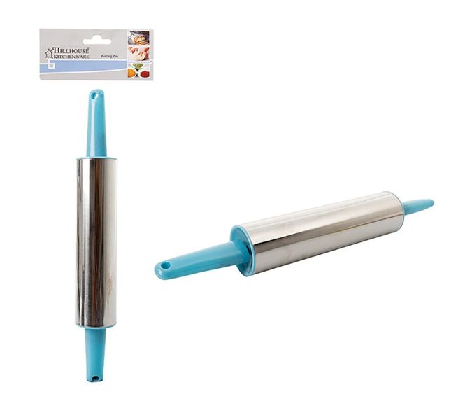 Bulk Pack x 2 Rolling-Pin Stainless Steel With Plastic Handles - 35cm