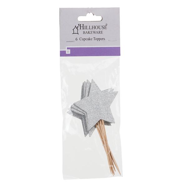 Bulk Pack x 6 Cake Topper Glitter Stars - 6 Piece Per Pack