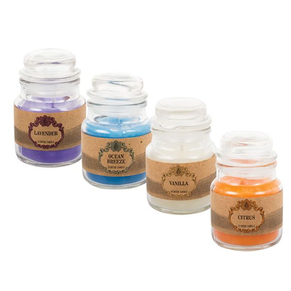 Bulk Pack x 4 Candle In Holder Glass With Lid - 8.5cm High Scent