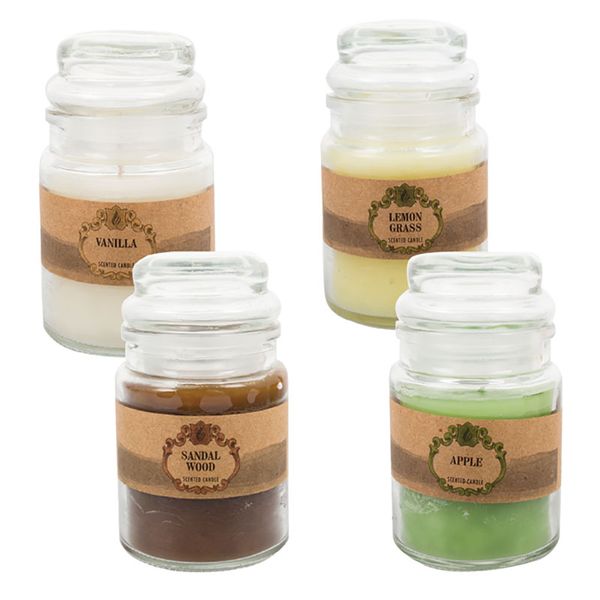 Bulk Pack x 4 Candle In Holder Glass With Lid - 11cm High Scent