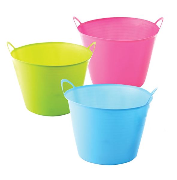 Bulk Pack x 6 Flexible Basin Plastic 10 Litre With Handles