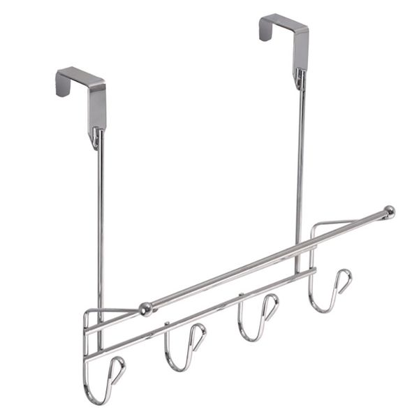 Bulk Pack x 2 Over Door Hook Hanger Chrome With 4x Hooks
