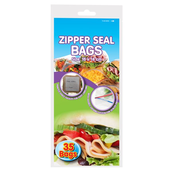Bulk Pack x 6 Disposable Bag Zipperseal 35 Piece Per Pack 16x14cm