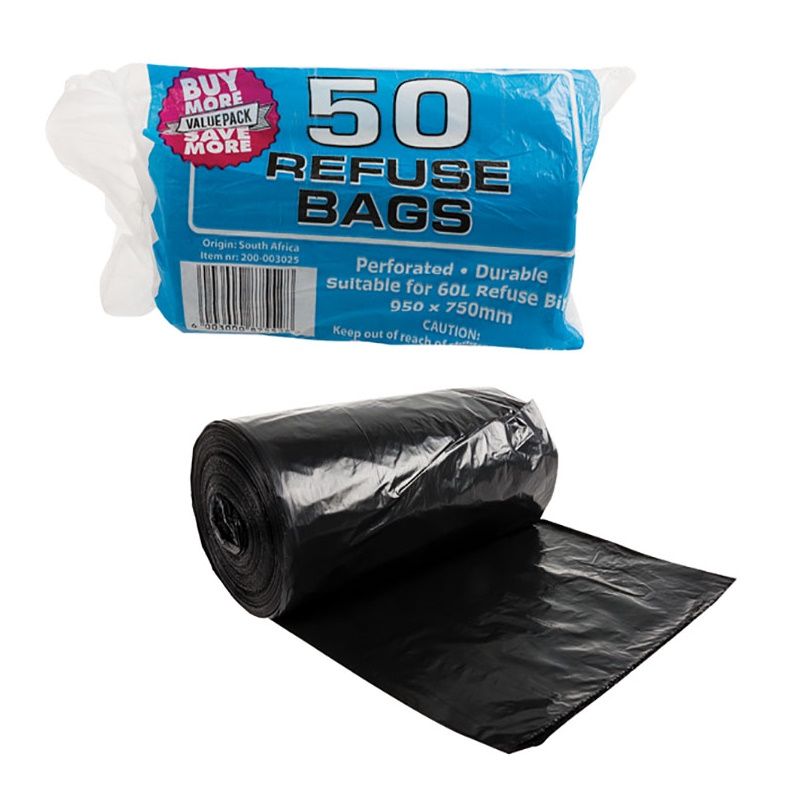 Bulk Pack x 5 Black Refuse Bag 50 Piece Per Pack 750x950mm Shop Today