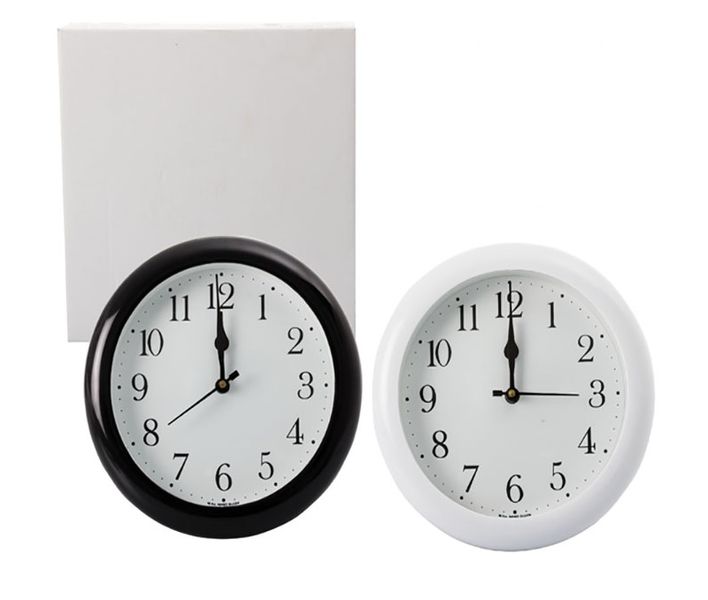 Bulk Pack x 2 Clock Wall Quartz Plastic Round - 20cm