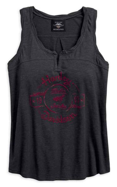 Harley-Davidson Women's Hook &amp; Eye Sleeveless Tank Top, Dark Grey