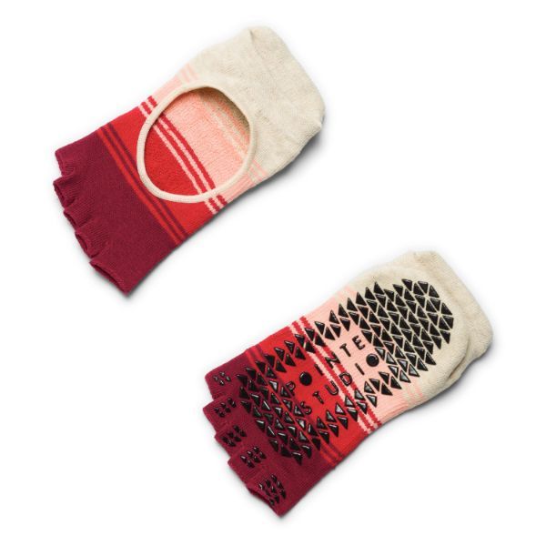 Pointe Studio Women's Toeless Grip Socks - Red Multi