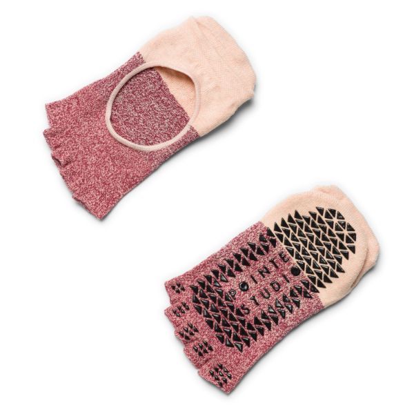 Pointe Studio Women's Toeless Grip Socks - Red Orange