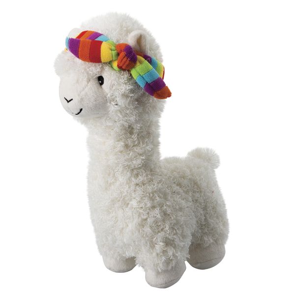 Plush Llama Toy Doll with Rainbow Scarf - 27cm