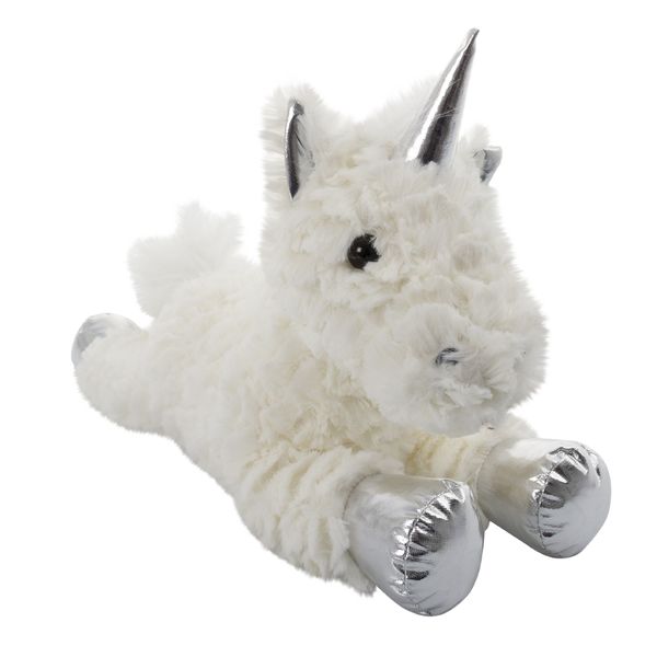 Plush Unicorn with Horns - Silver &amp; White 38cm