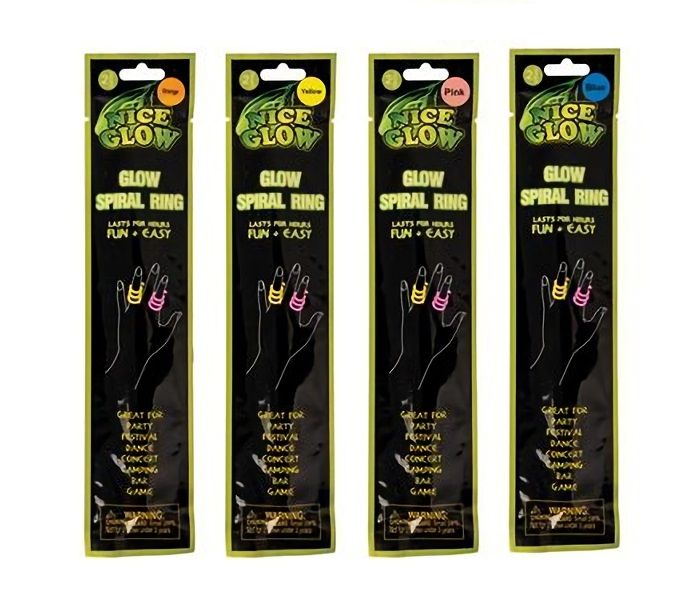 Bulk Pack x 8 Glow Stick Spiral Ring 2pc Per Pack