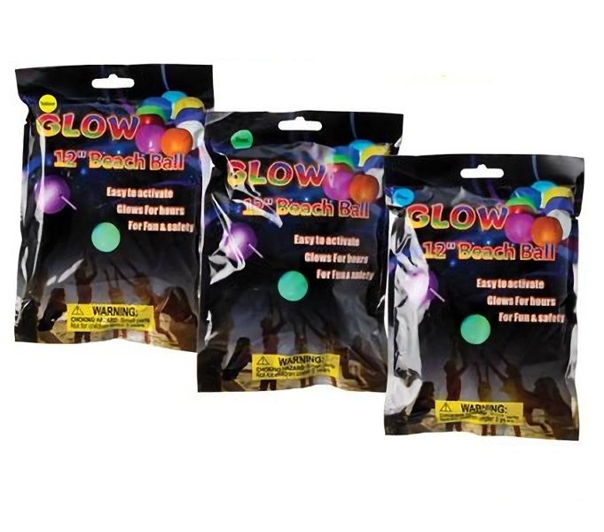 Bulk Pack x 3 Glow Stick Beach Ball 30cm