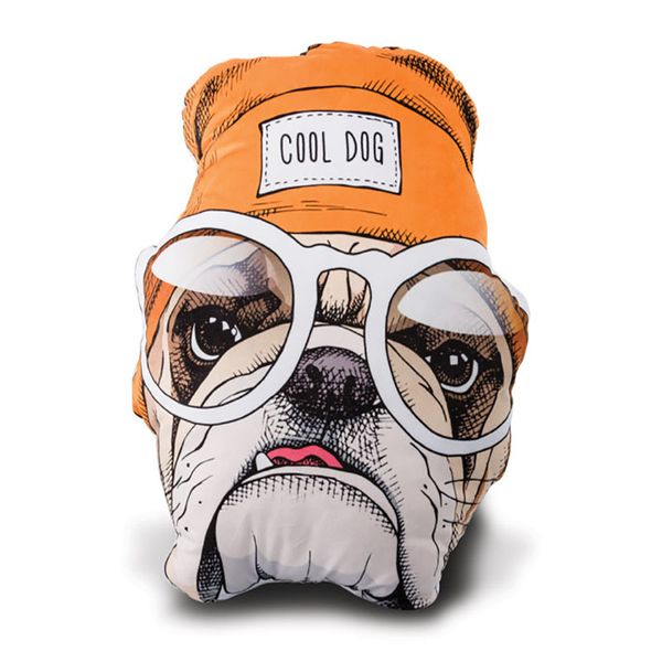 Plush Novelty Cool Bull Dog Cushion 38cm