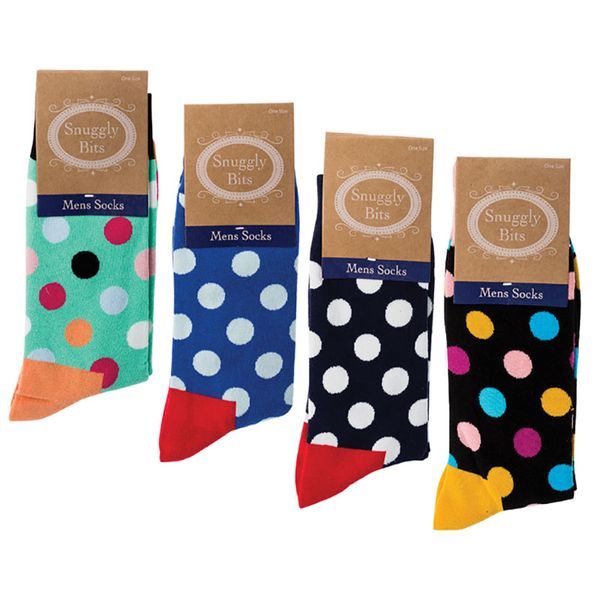 Bulk Pack x 4 Socks Men Colourful Dots