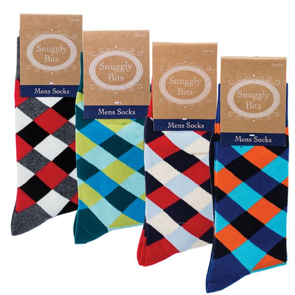 Bulk Pack x 4 Socks Men Colourful Chevron
