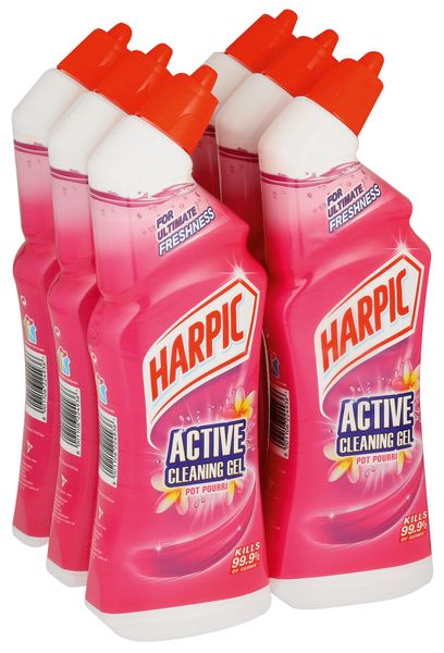 Harpic 6 x 750ml, Active Cleaning Gel, Toilet Cleaner, Pot Pourri