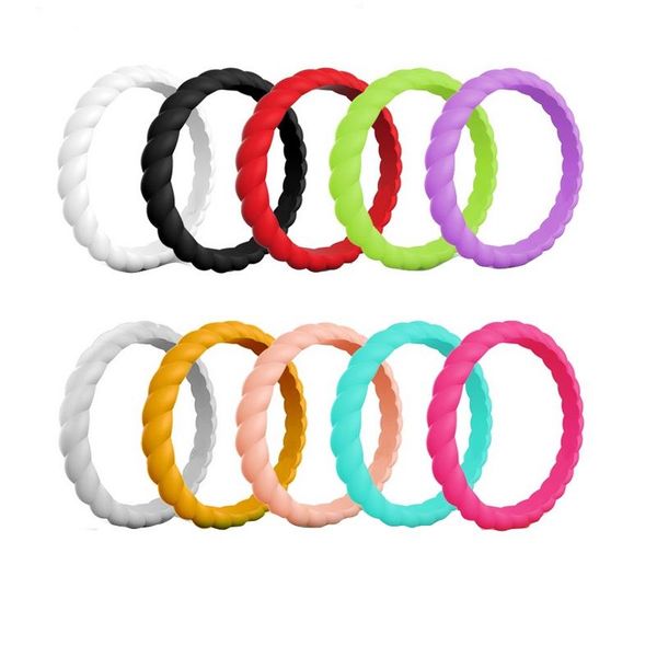 Silicone Ring 10 Set Ladies Twirl Size 7