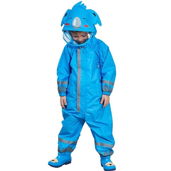 Blue Kids One Piece Animal Raincoat