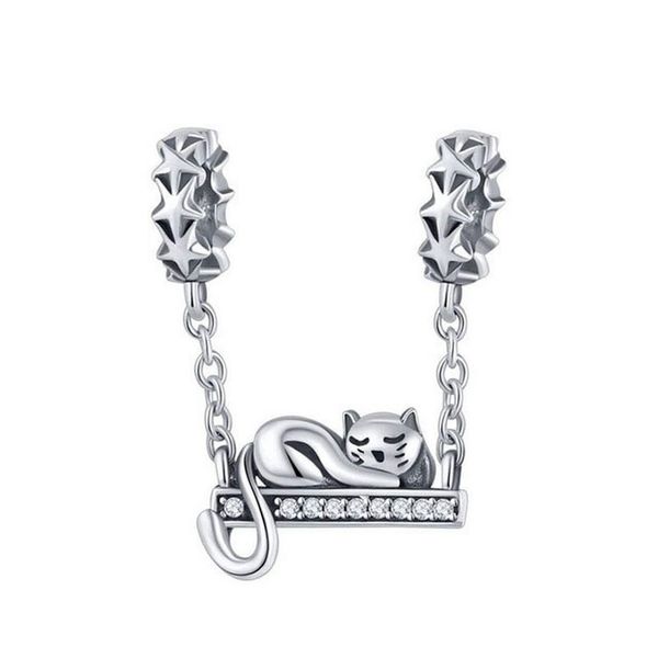 Bamoer Sterling Silver Sleeping King &amp; Queen Cat Charm or Pendant