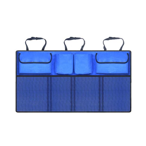 Universal Car Trunk Rear Back Seat Storage Organiser with Net Pocket-Blue