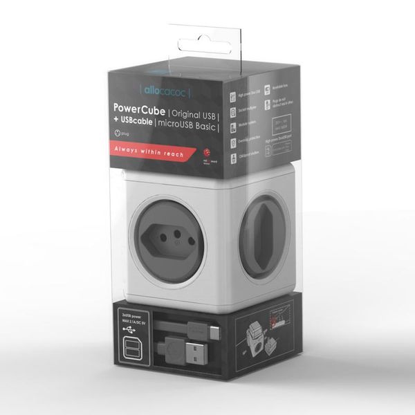 Allocacoc Power Cube Original USB + USB Cable (Micro USB Basic) Grey