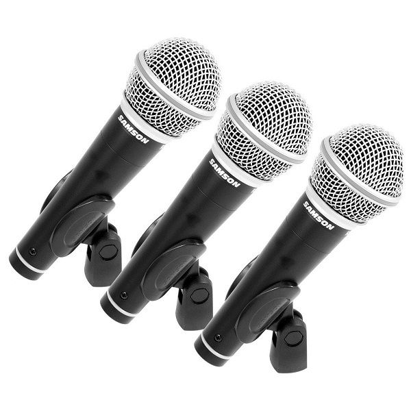 Samson Dynamic Vocal / Presentation Microphones 3-Pack with Carry case