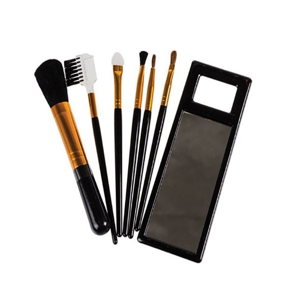 Bulk Pack x 4 Cosmetic Brush Set With Mirror 7pcs Per Pack