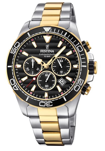 Festina Prestige Stainless Steel Analogue Men's Wrist Watch - Gold-Silver