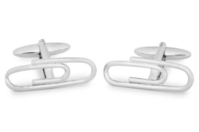 Paper Clip Classical Style Cufflinks For Men - Silver