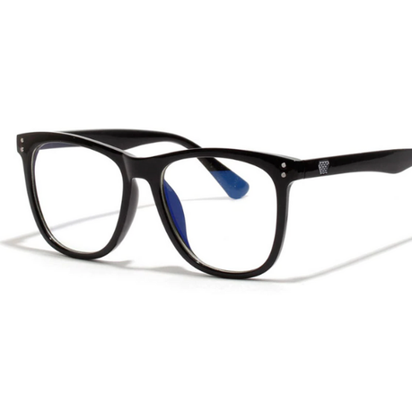 blue square frame glasses