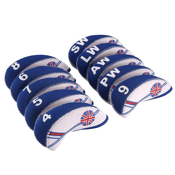 10 Pieces UK Flag Neoprene Golf Club Protective Head Cover Set