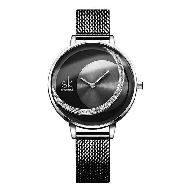 Shengke Elegant Fashion Deco Crystal Quartz Watch