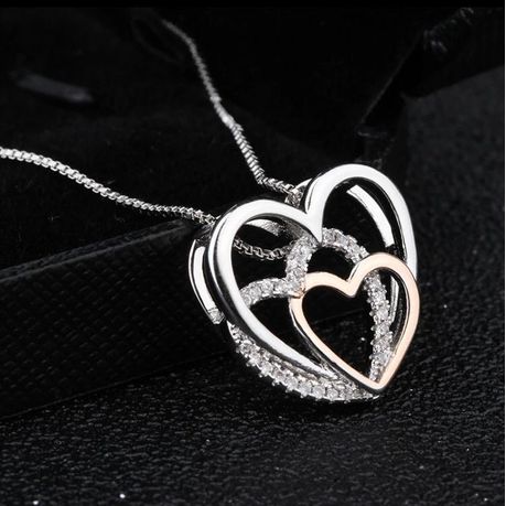 sterling silver triple heart necklace