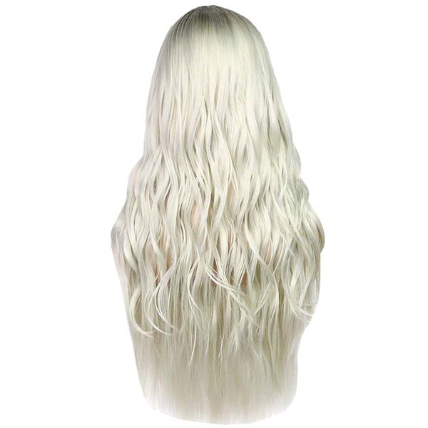 Long Curly Platinum Blonde Wavy Synthetic Wig For Women
