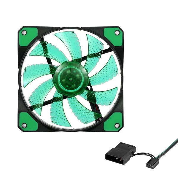 DIY 12cm Neon Clear PC Computer Case Cooling Fan Mod with LED Lights-Green